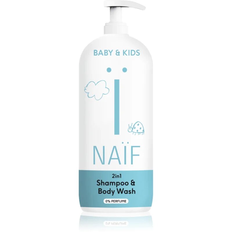 Naif Baby & Kids 2-in-1 dětský mycí gel a šampon bez parfemace 500 ml