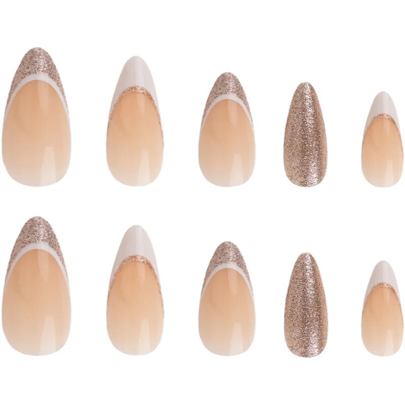 Nail HQ Almond umělé nehty Sparkling Wine Sippin' 24 ks