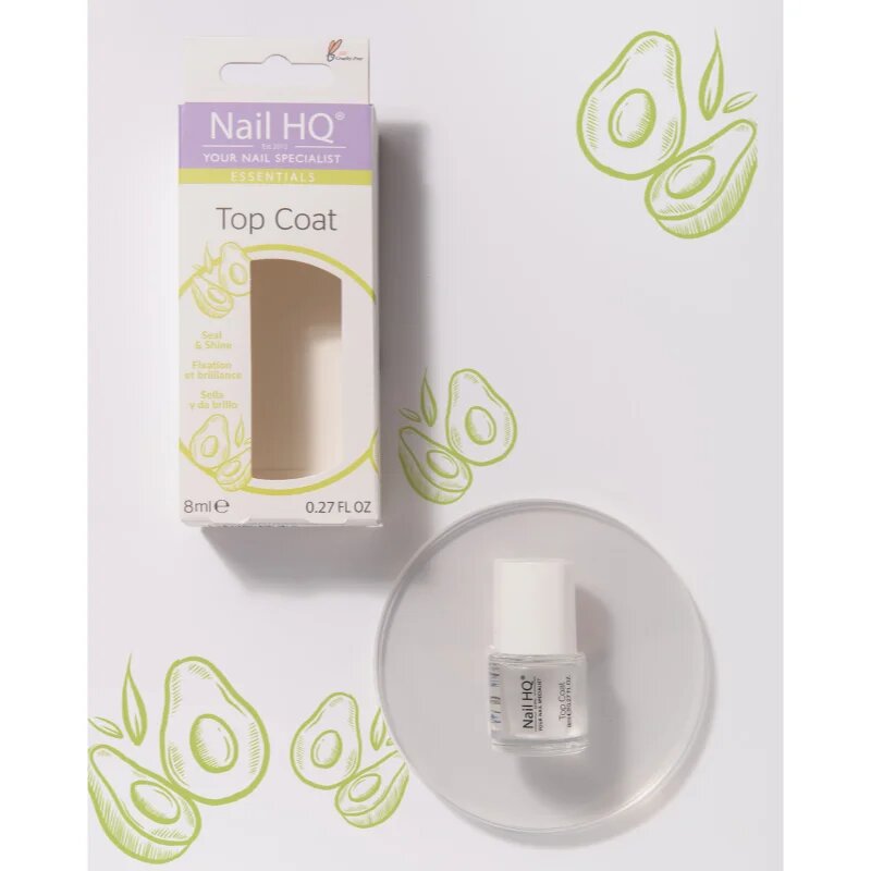 Nail HQ Essentials Top Coat vrchní lak na nehty bez použití UV/LED lampy 8 ml