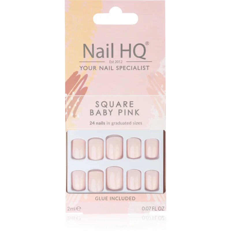 Nail HQ Square umělé nehty odstín Baby Pink 24 ks