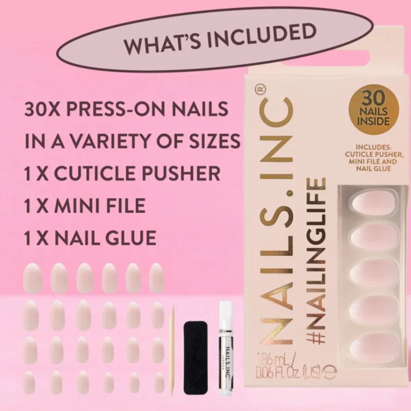 Nails Inc. #NailingLife Press-On Nails umělé nehty odstín So Selena Nude Ombré Effect 33 ks
