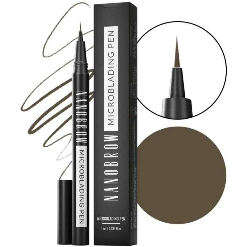 Nanobrow Microblading Pen precizní voděodolná linka na obočí odstín Dark Brown 1 ml