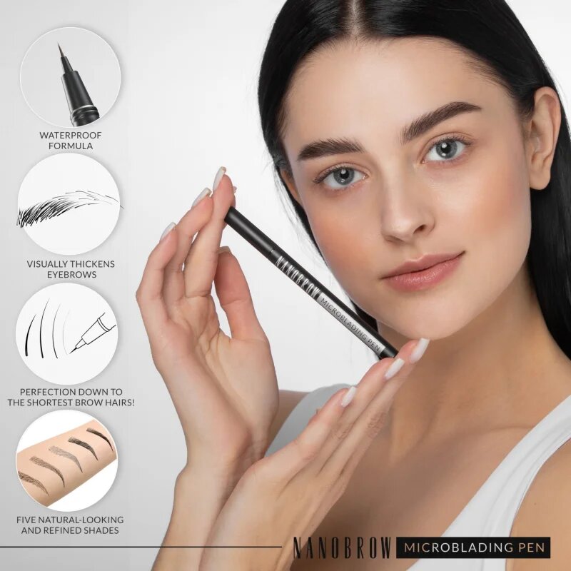 Nanobrow Microblading Pen precizní voděodolná linka na obočí odstín Dark Brown 1 ml