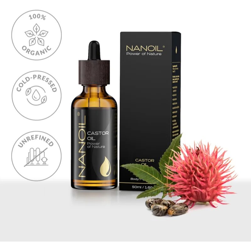 Nanoil Castor Oil ricinový olej na obličej tělo a vlasy 50 ml