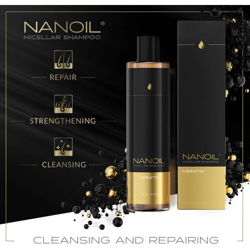 Nanoil Keratin posilující micelární šampon s keratinem 300 ml