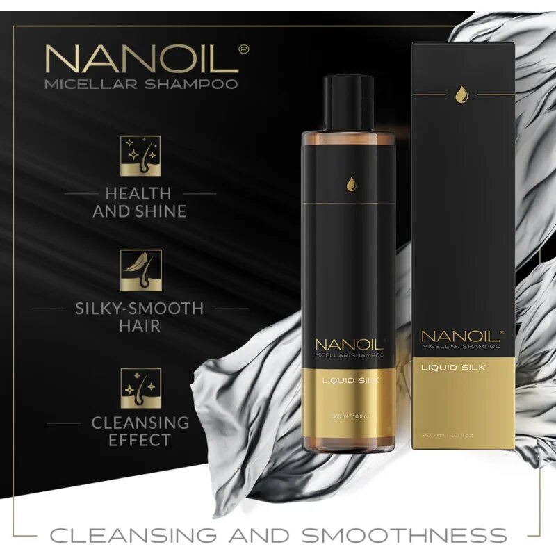 Nanoil Liquid Silk micelární šampon pro lesk a hebkost vlasů 300 ml