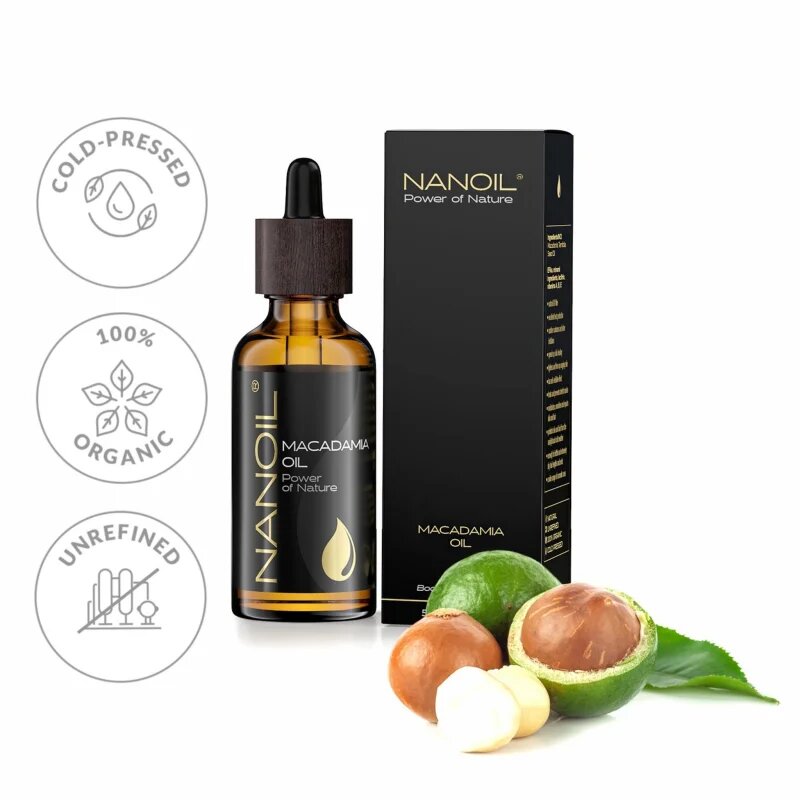 Nanoil Macadamia Oil makadamiový olej na obličej tělo a vlasy 50 ml
