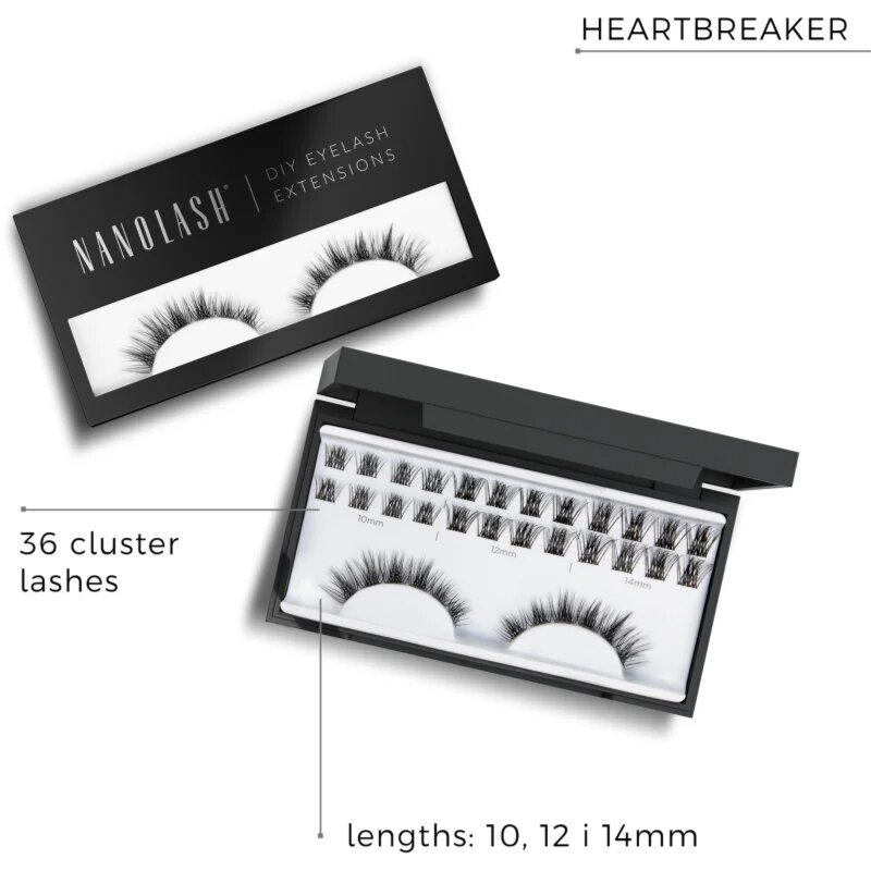 Nanolash DIY Eyelash Extensions trsové nalepovací řasy bez uzlíku Heartbreaker 36 ks