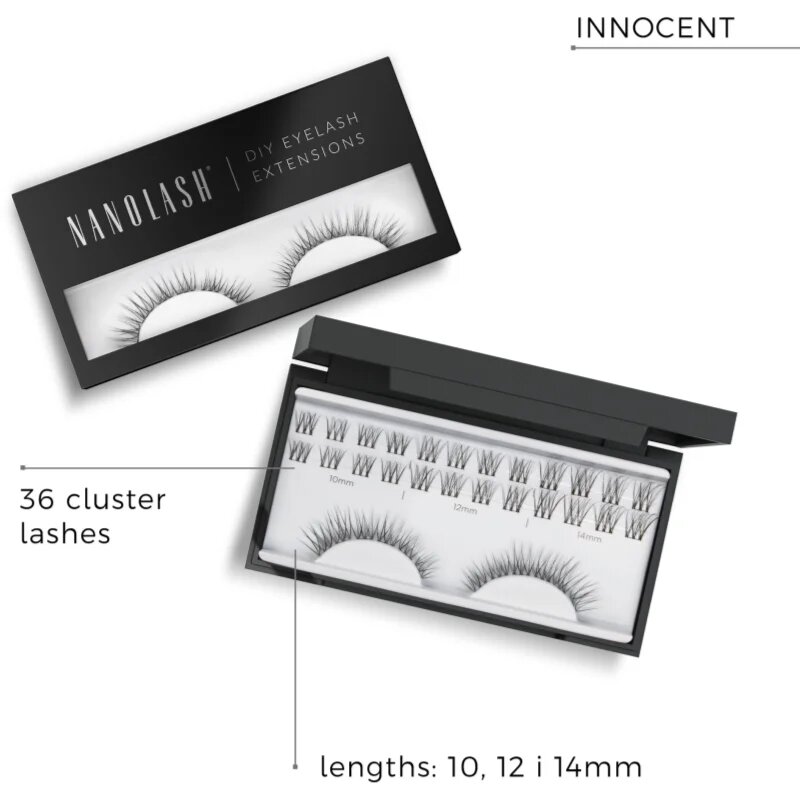 Nanolash DIY Eyelash Extensions trsové nalepovací řasy bez uzlíku Innocent 36 ks