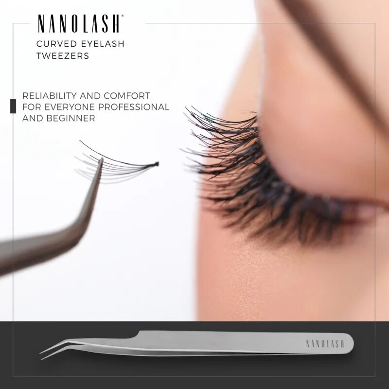 Nanolash Eyelash Tweezers Curved pomůcka pro aplikaci umělých řas 1 ks