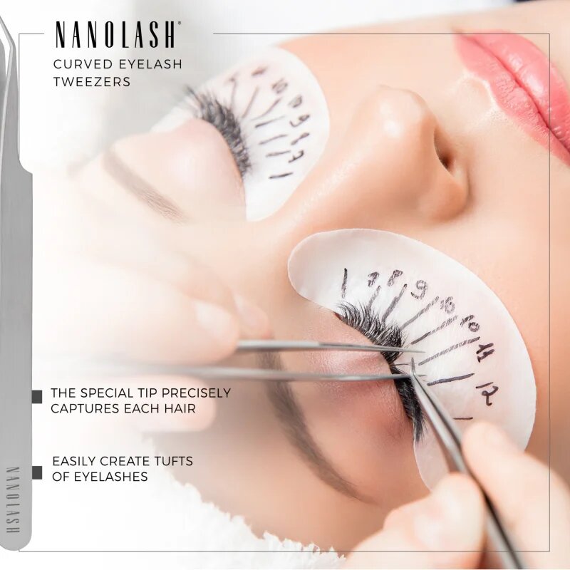 Nanolash Eyelash Tweezers Curved pomůcka pro aplikaci umělých řas 1 ks