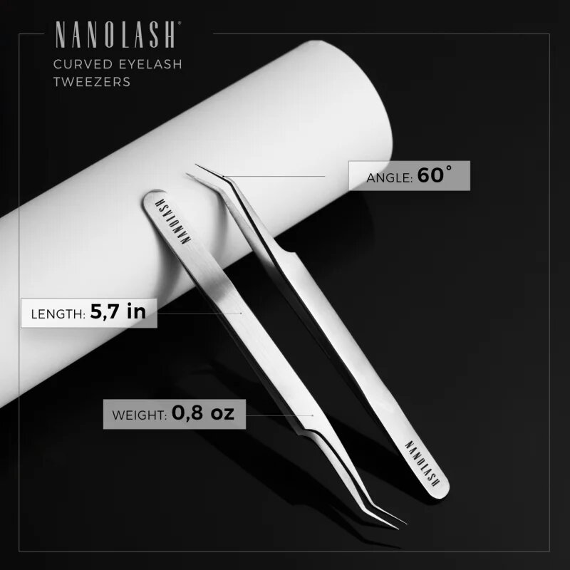 Nanolash Eyelash Tweezers Curved pomůcka pro aplikaci umělých řas 1 ks