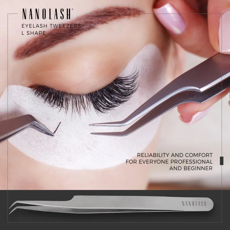 Nanolash Eyelash Tweezers L Shape pomůcka pro aplikaci umělých řas 1 ks