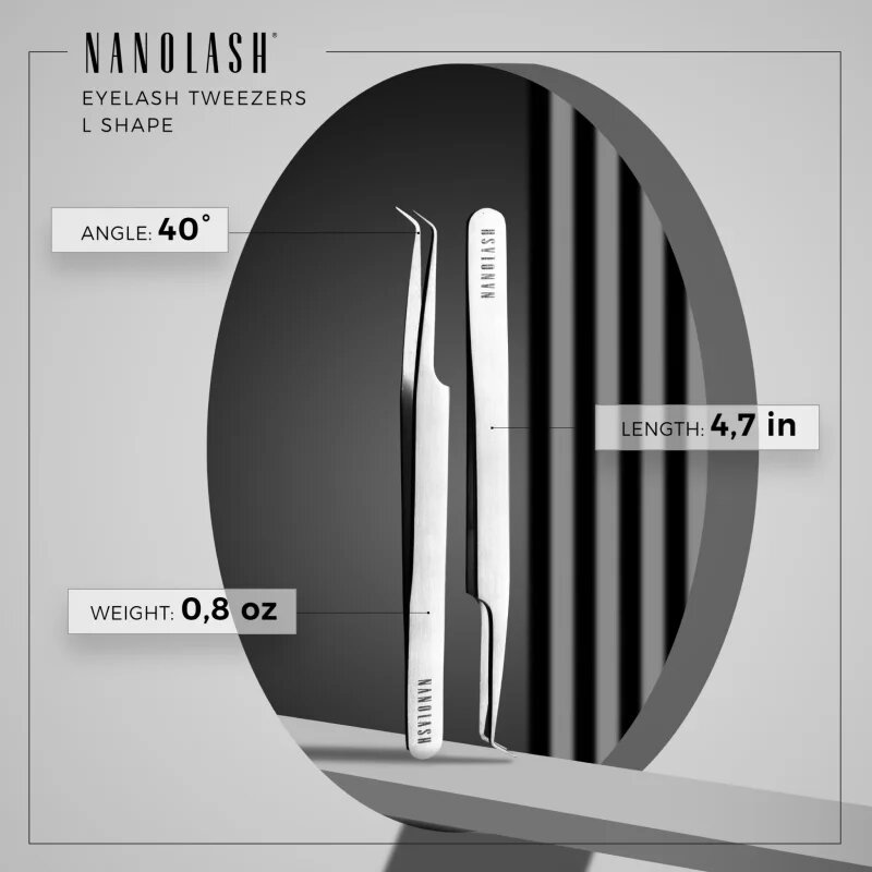 Nanolash Eyelash Tweezers L Shape pomůcka pro aplikaci umělých řas 1 ks