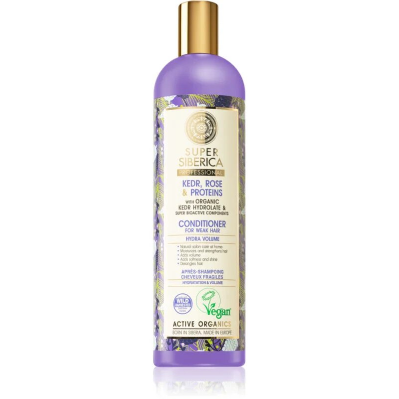 Natura Siberica Kedr Rose & Protein objemový kondicionér pro oslabené vlasy 400 ml