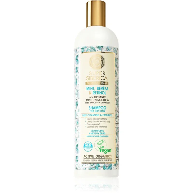Natura Siberica Mint Bereza & Retinol šampon pro mastné vlasy 400 ml