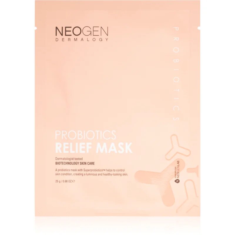 Neogen Dermalogy Probiotics Relief Mask zklidňující plátýnková maska s probiotiky 5 ks