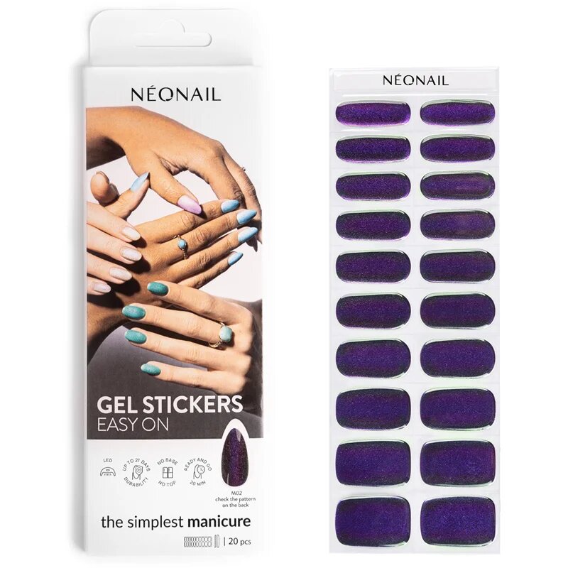 NEONAIL Easy On Gel Stickers nálepky na nehty s použitím UV/LED lampy odstín M02 20 ks