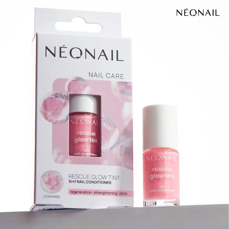 NEONAIL Rescue Glow Tint 3in1 Nail Conditioner pečující lak na nehty odstín Glitter Rose 7.2 ml