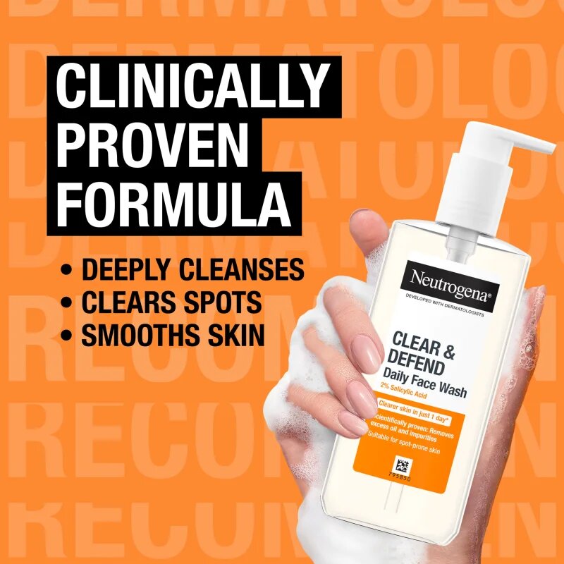 Neutrogena Clear & Defend čisticí gel s 2% kyselinou salicylovou 200 ml