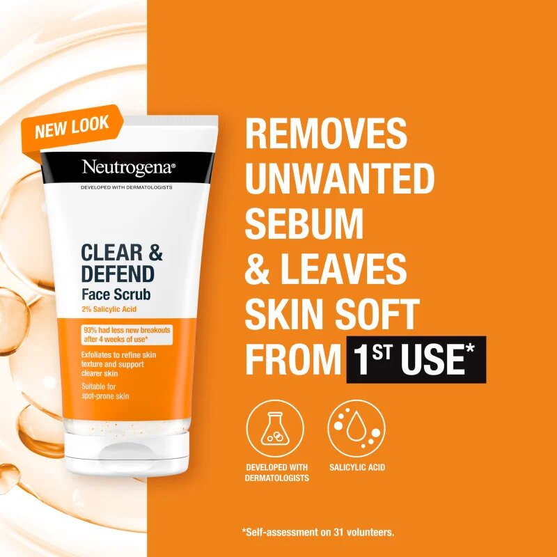 Neutrogena Clear & Defend peeling s kyselinou salicylovou 150 ml