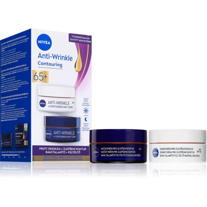 Nivea Anti-Wrinkle Contouring výhodné balení pro vyhlazení kontur 65+