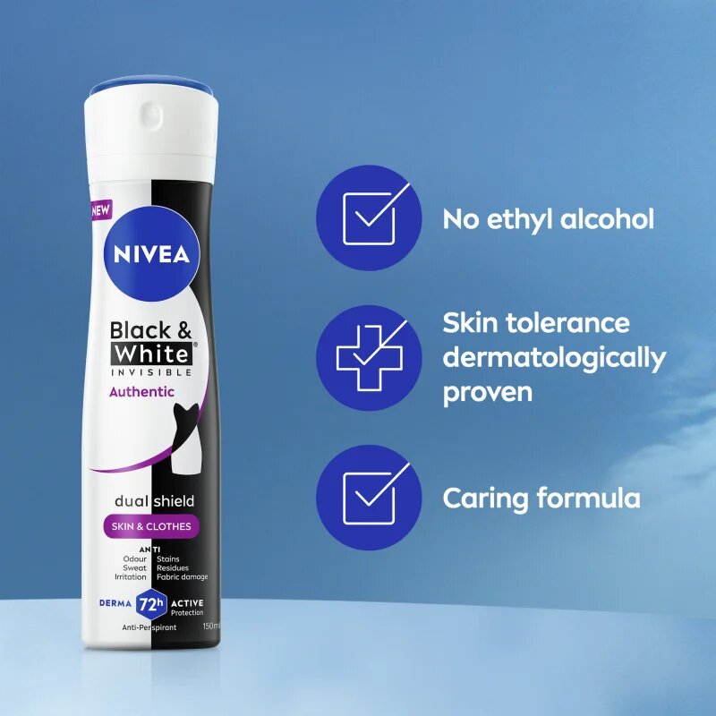 Nivea Black & White Authentic antiperspirant ve spreji 72h 150 ml