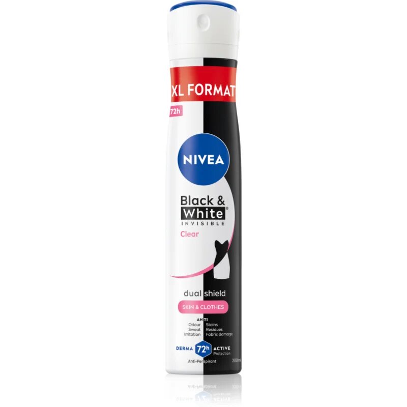 Nivea Black & White Invisible Clear antiperspirant ve spreji pro ženy 200 ml