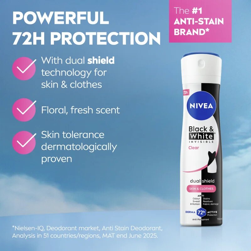 Nivea Black & White Invisible Clear antiperspirant ve spreji pro ženy 200 ml