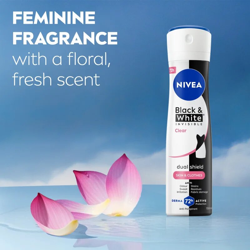 Nivea Black & White Invisible Clear antiperspirant ve spreji pro ženy 200 ml