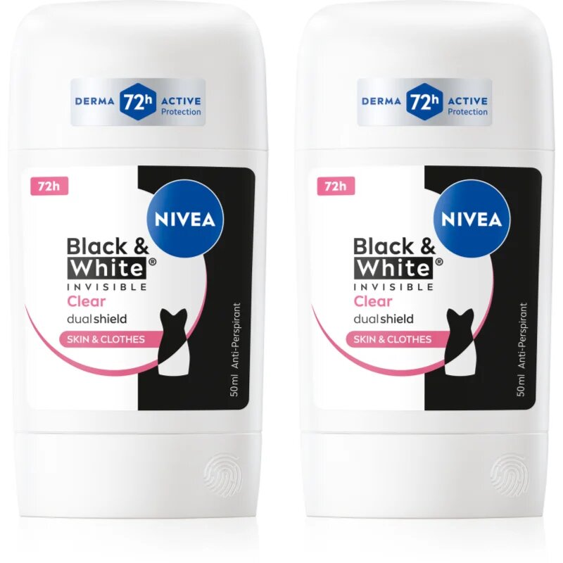 Nivea Black & White Invisible Clear tuhý antiperspirant výhodné balení