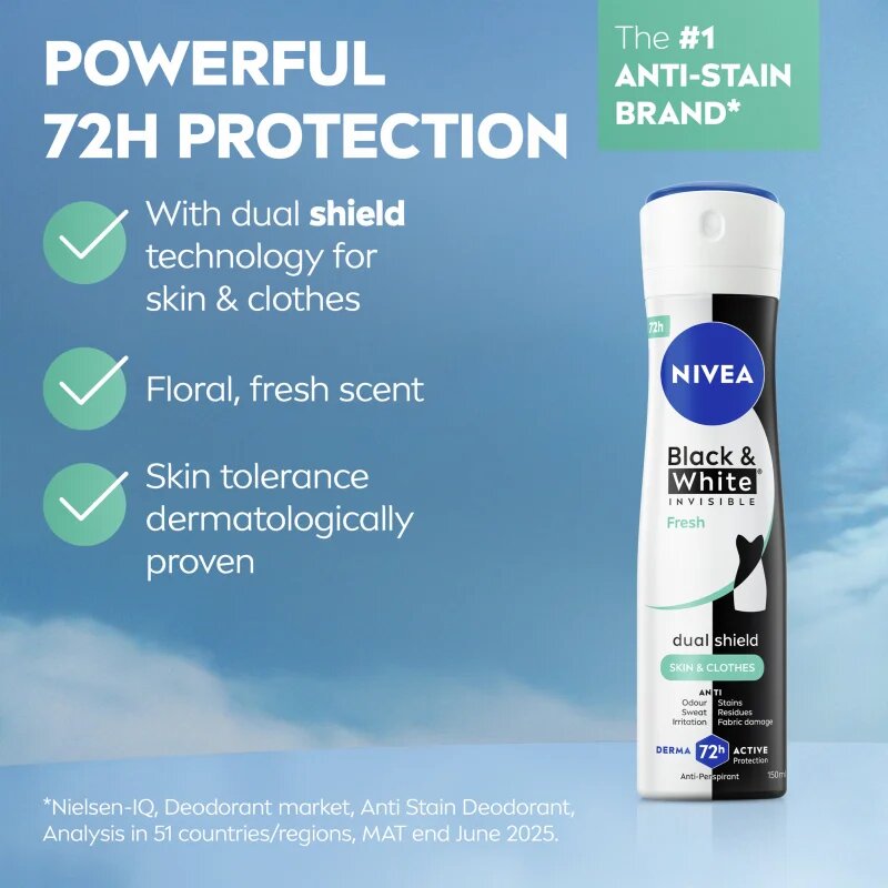 Nivea Black & White Invisible Fresh antiperspirant ve spreji pro ženy 200 ml