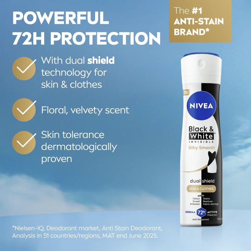 Nivea Black & White Invisible Silky Smooth antiperspirant ve spreji pro ženy 200 ml
