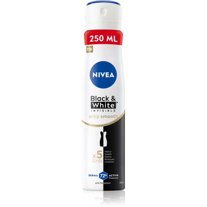 Nivea Black & White Invisible Silky Smooth antiperspirant ve spreji pro ženy 250 ml