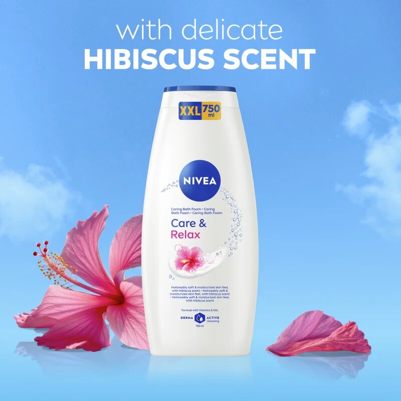 Nivea Care & Relax Sprchový gel a pěna do koupele 750 ml