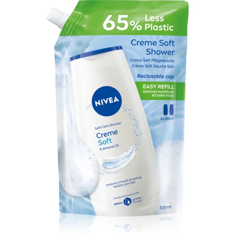 Nivea Creme Soft krémový sprchový gel – náhradní náplň 500 ml