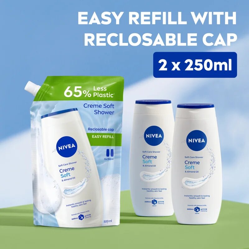 Nivea Creme Soft krémový sprchový gel – náhradní náplň 500 ml