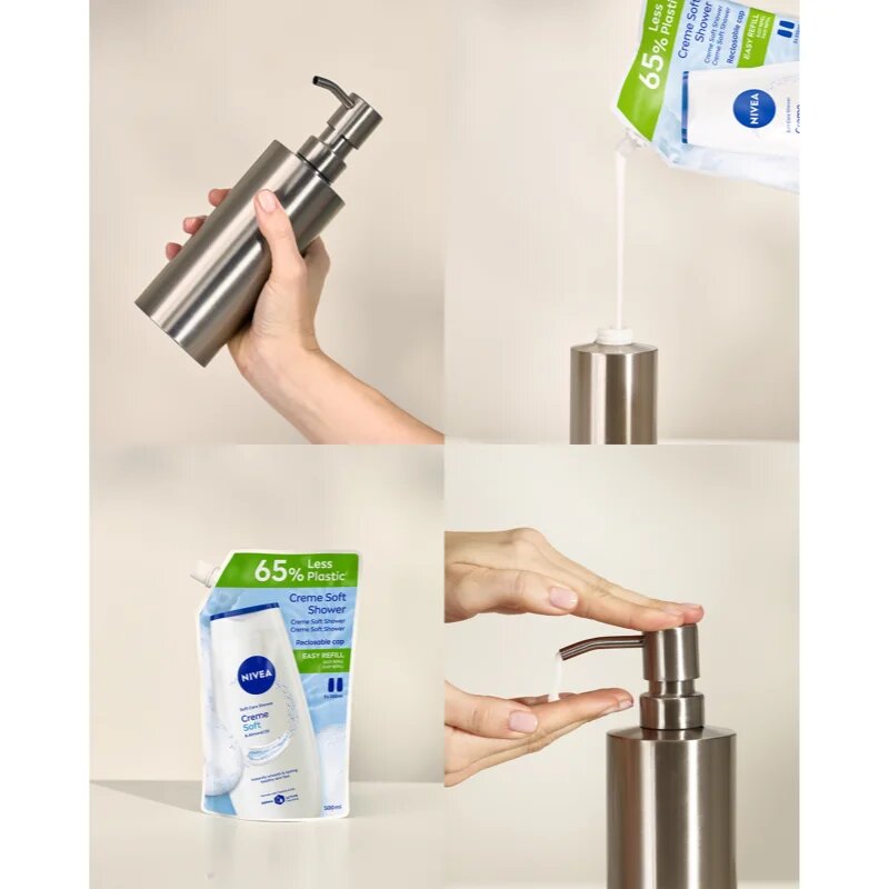 Nivea Creme Soft krémový sprchový gel – náhradní náplň 500 ml