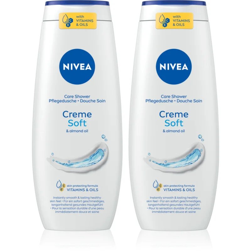 Nivea Creme Soft pečující sprchový gel výhodné balení 2 x 500 ml