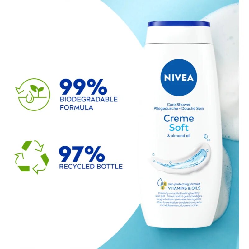 Nivea Creme Soft pečující sprchový gel výhodné balení 2 x 500 ml