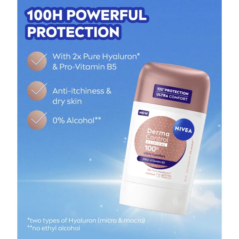 Nivea Derma Control Clinical Ultra Comfort tuhý antiperspirant 50 ml
