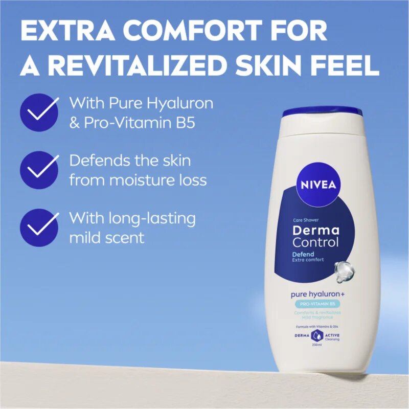 Nivea Derma Control Defend pečující sprchový gel s kyselinou hyaluronovou 250 ml