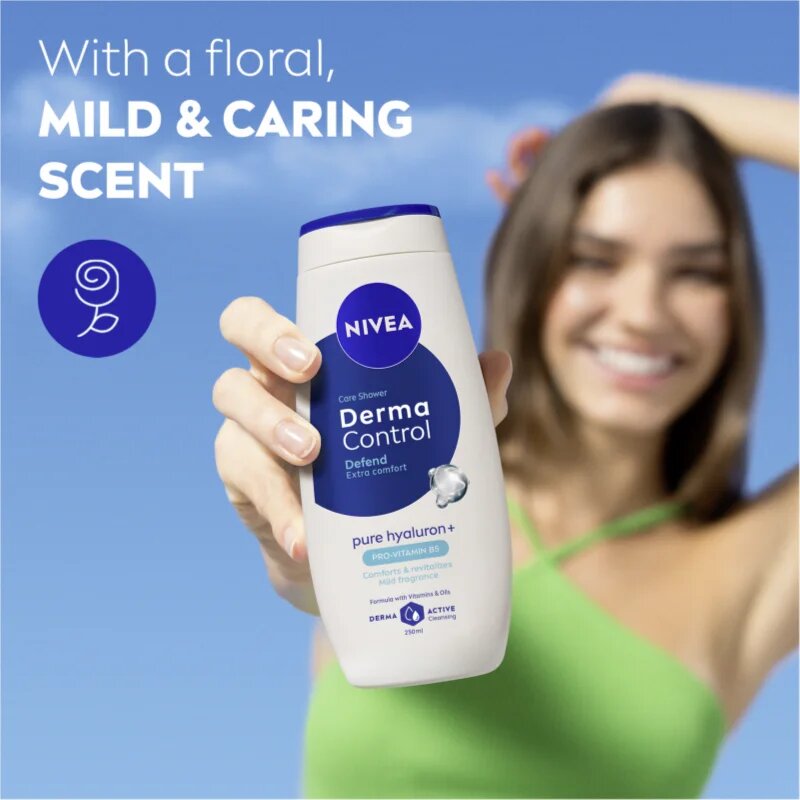 Nivea Derma Control Defend pečující sprchový gel s kyselinou hyaluronovou 500 ml