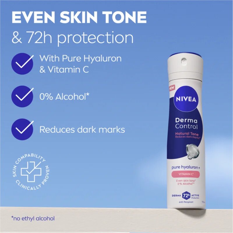 Nivea Derma Control Natural Tone antiperspirant ve spreji proti tmavým skvrnám 150 ml