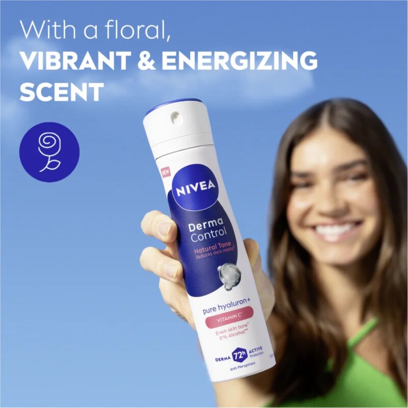 Nivea Derma Control Natural Tone antiperspirant ve spreji proti tmavým skvrnám 150 ml