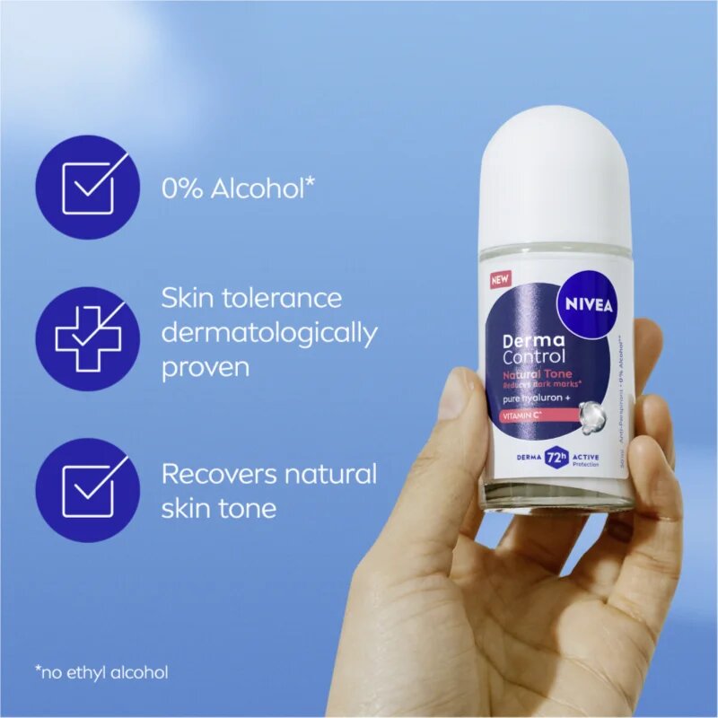 Nivea Derma Control Natural Tone kuličkový antiperspirant proti tmavým skvrnám 50 ml