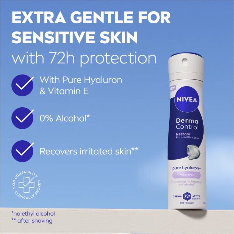 Nivea Derma Control Restore antiperspirant ve spreji pro citlivou pokožku 150 ml