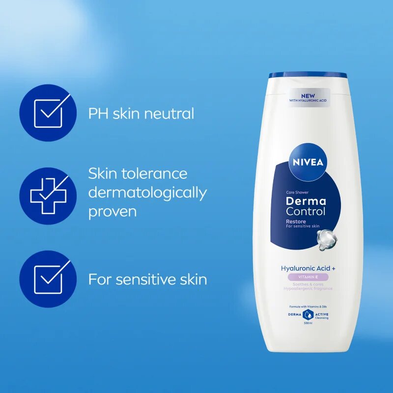 Nivea Derma Control Restore hydratační sprchový gel s kyselinou hyaluronovou 500 ml