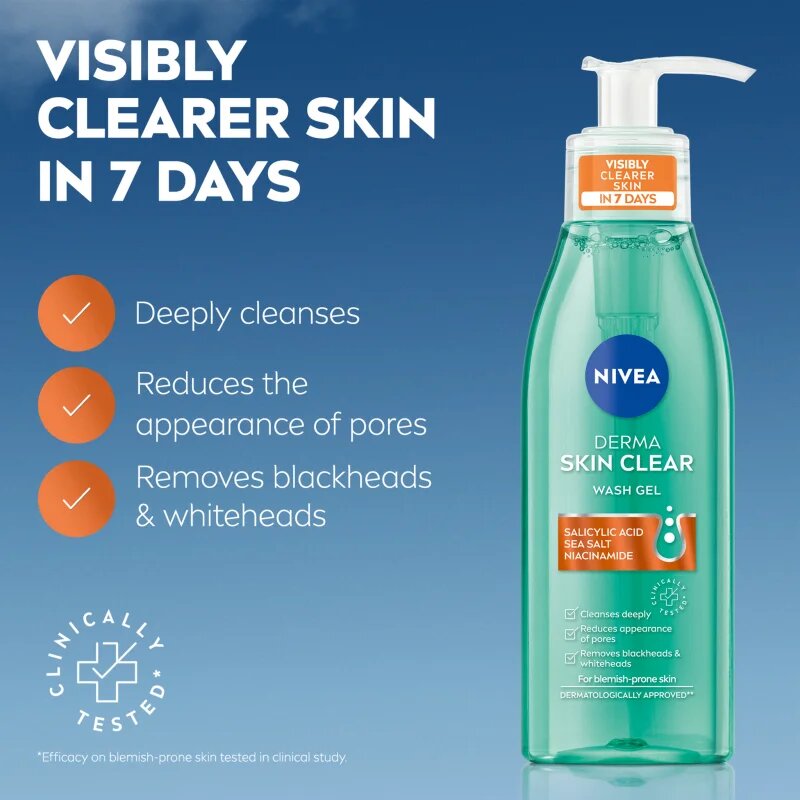 Nivea Derma Skin Clear čisticí pleťový gel 150 ml