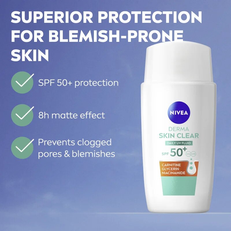Nivea Derma Skin Clear lehký ochranný fluid SPF 50+ 40 ml